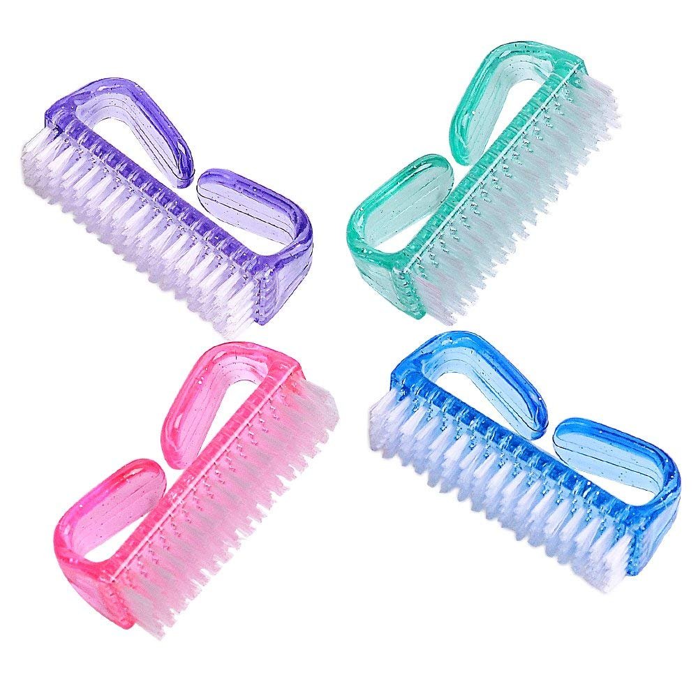 FACEJEWEL Nail Cleaning Brush Set - 4 Pack Multicolor Hand & Toe Scrub Brush with Ergonomic Handle for Manicure & Pedicure - Perfect for Home Spa, Salon Care, Travel Hygiene & Gift Sets
