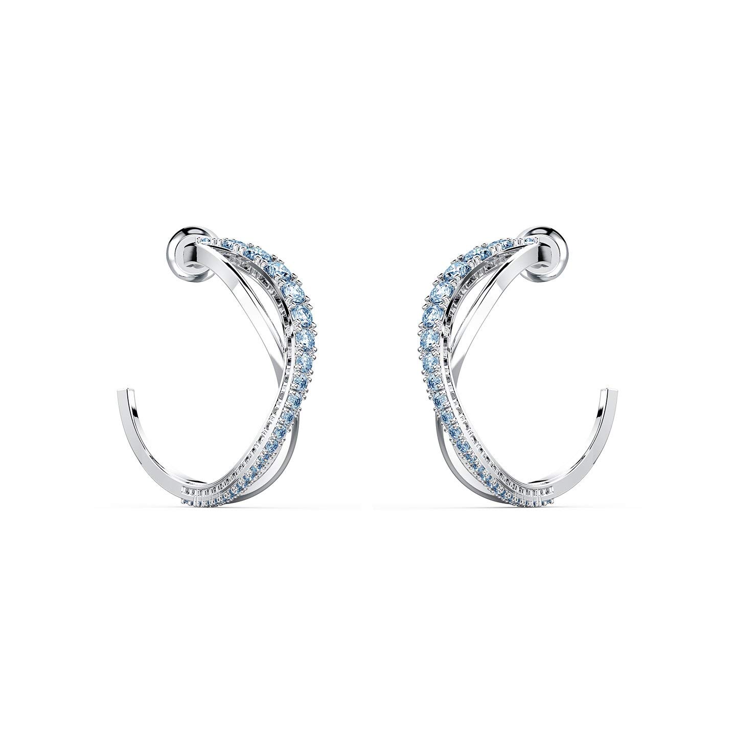 Swarovski Crystal Twist Hoop Earrings for Women - Blue Cubic Zirconia Stud Earrings | Perfect for Parties, Weddings & Everyday Wear