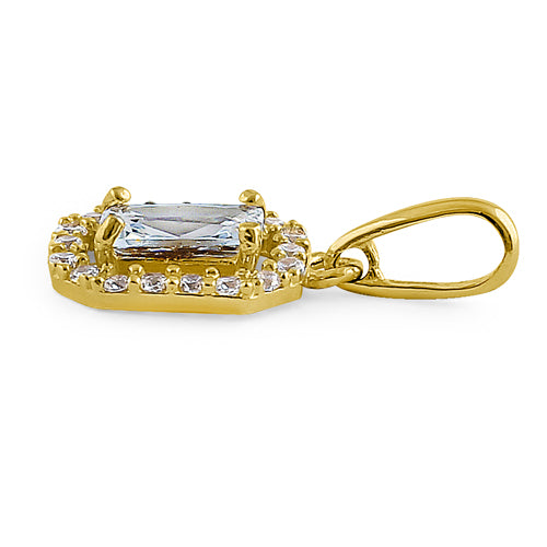 14K Solid Yellow Gold Emerald Cut Cubic Zirconia Pendant Necklace - Elegant Jewelry Gift for Women, Perfect for Weddings, Anniversaries & Special Occasions