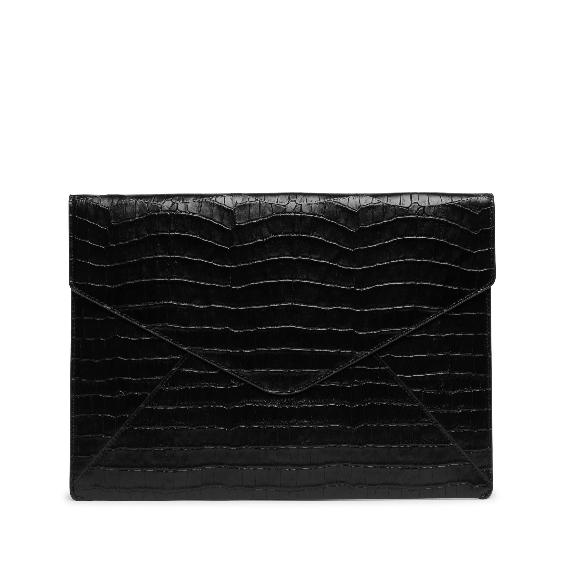 Premium Black Crocodile Pattern Laptop Sleeve Case - 13 Inch Laptop Bag for MacBook Air/Pro, Ultra Slim Protective Cover for Work, Travel & School
