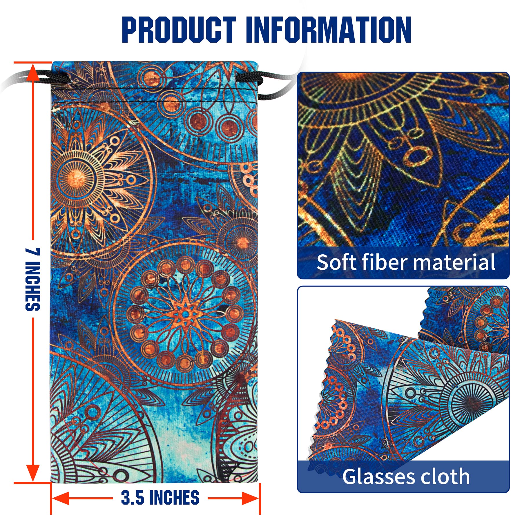 Premium Microfiber Glasses Case with Cleaning Cloth - Protective Eyewear Pouch for Sunglasses & Reading Glasses - Travel, Office & Daily Use Accessory
