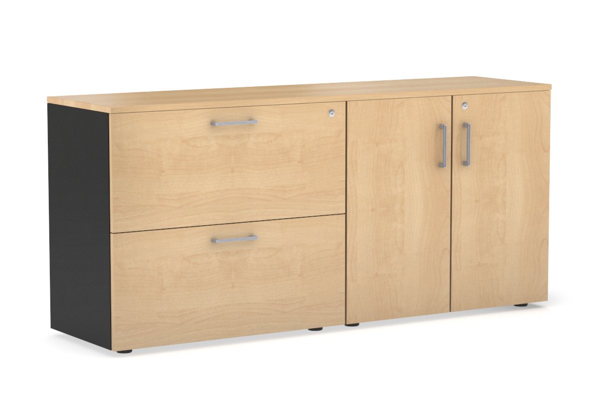 2-Drawer Lateral File Cabinet with 2-Door Storage Cupboard - Office Organization & Document Storage Solution for Home & Business Workspaces