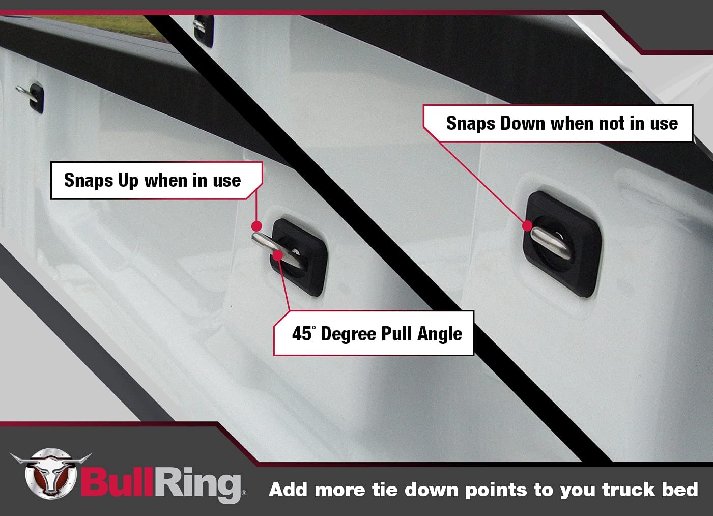 Heavy Duty Bull Ring Inner Bed Retractable Truck Tie Down Anchors - Compatible with 2007+ Chevy Silverado & GMC Sierra, 2015+ Chevy Colorado & GMC Canyon (3 Pairs) - Perfect for Securing Cargo, Motorcycles, ATVs in Pickup Truck Beds