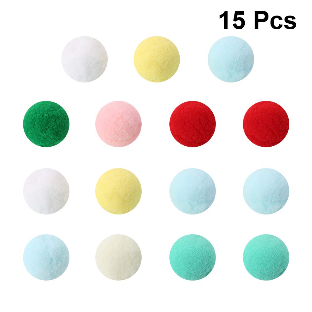 15PCS Cat Toy Balls with Fluff - Interactive Cat Yarn Scratching Toys for Indoor Kittens, Pompon Balls & Rattle Pet Toys for Training & Teasing - Perfect for Playtime, Exercise & Bonding with Your Feline Friend