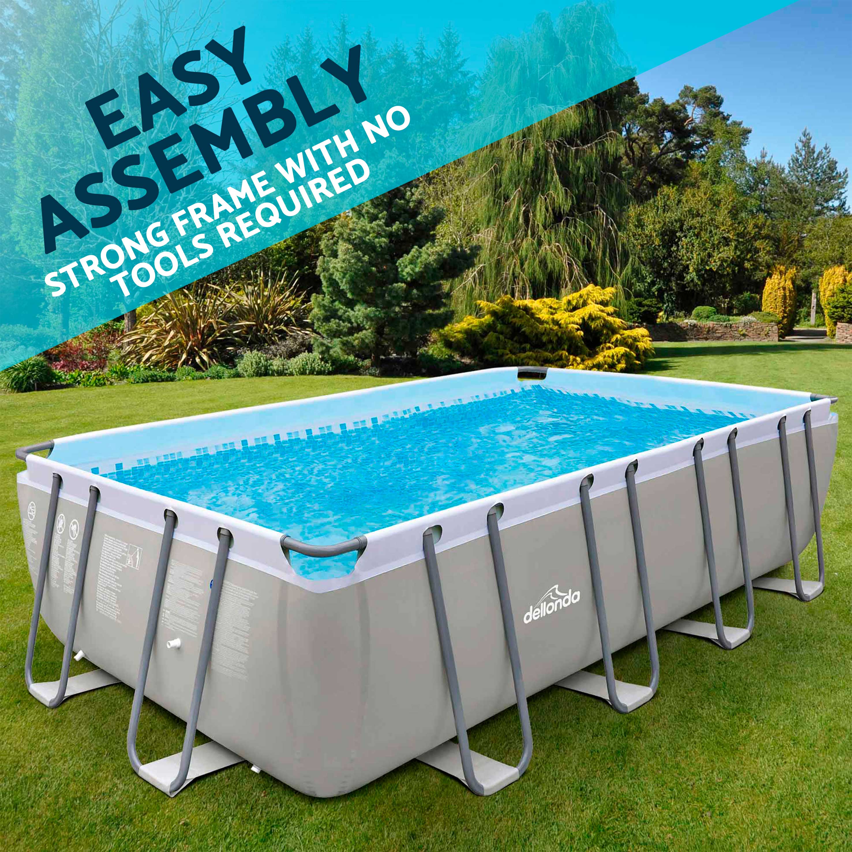 18ft Deluxe Steel Frame Above Ground Swimming Pool with Ladder, Filter Pump & Cover - Durable Rectangular Backyard Pool for Family Fun & Summer Relaxation