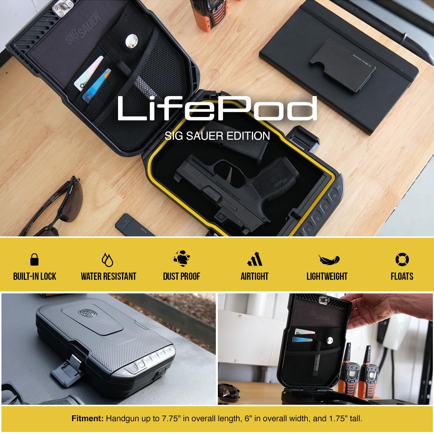 VAULTEK SIG SAUER Edition LifePod - Waterproof & Secure Travel Case with Electronic Lock Box | Portable Handgun Safe with Backlit Keypad | Ideal for Travel, Home Security & Outdoor Adventures