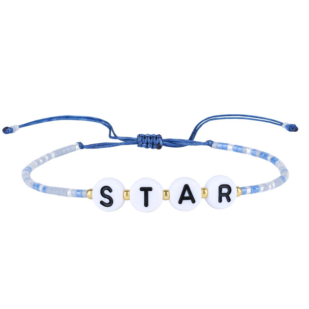 KELITCH Beaded Letter Bracelet - Bohemian Friendship Charm Bracelet for Women | Personalized Name Jewelry Gift for Best Friends, Birthday, Party & Everyday Wear