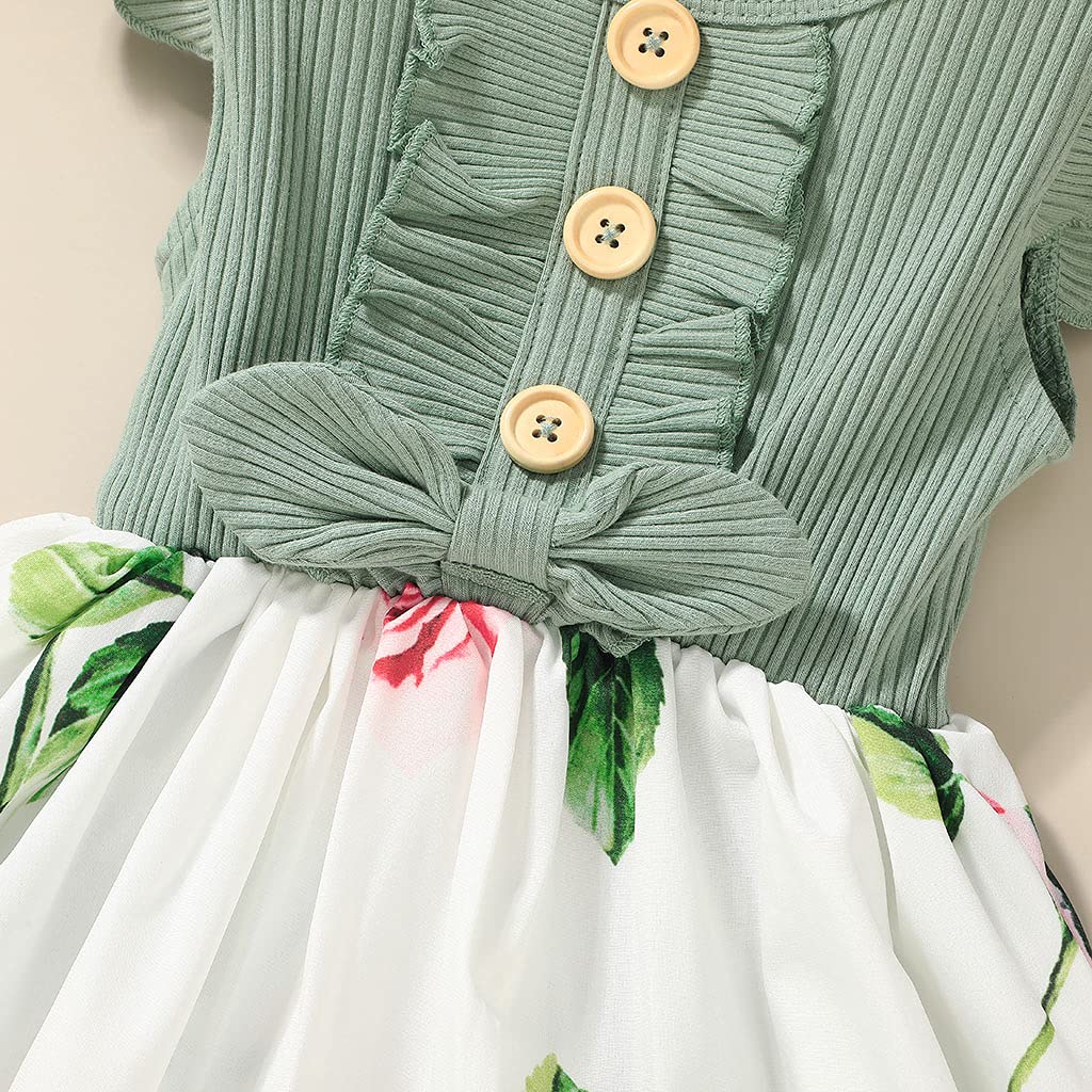 VINUOKER Toddler Girl Summer Floral Dress - Baby Girls Sundress with Ruffles, Casual Playwear for Beach, Party & Outdoor Activities