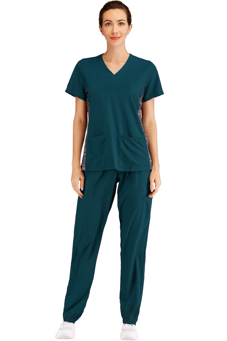 Breathable & Stretchy Women's Scrubs Set with Jogger Pants - Comfortable Nursing Uniform for Healthcare Workers | Perfect for Hospitals, Clinics & Medical Professionals