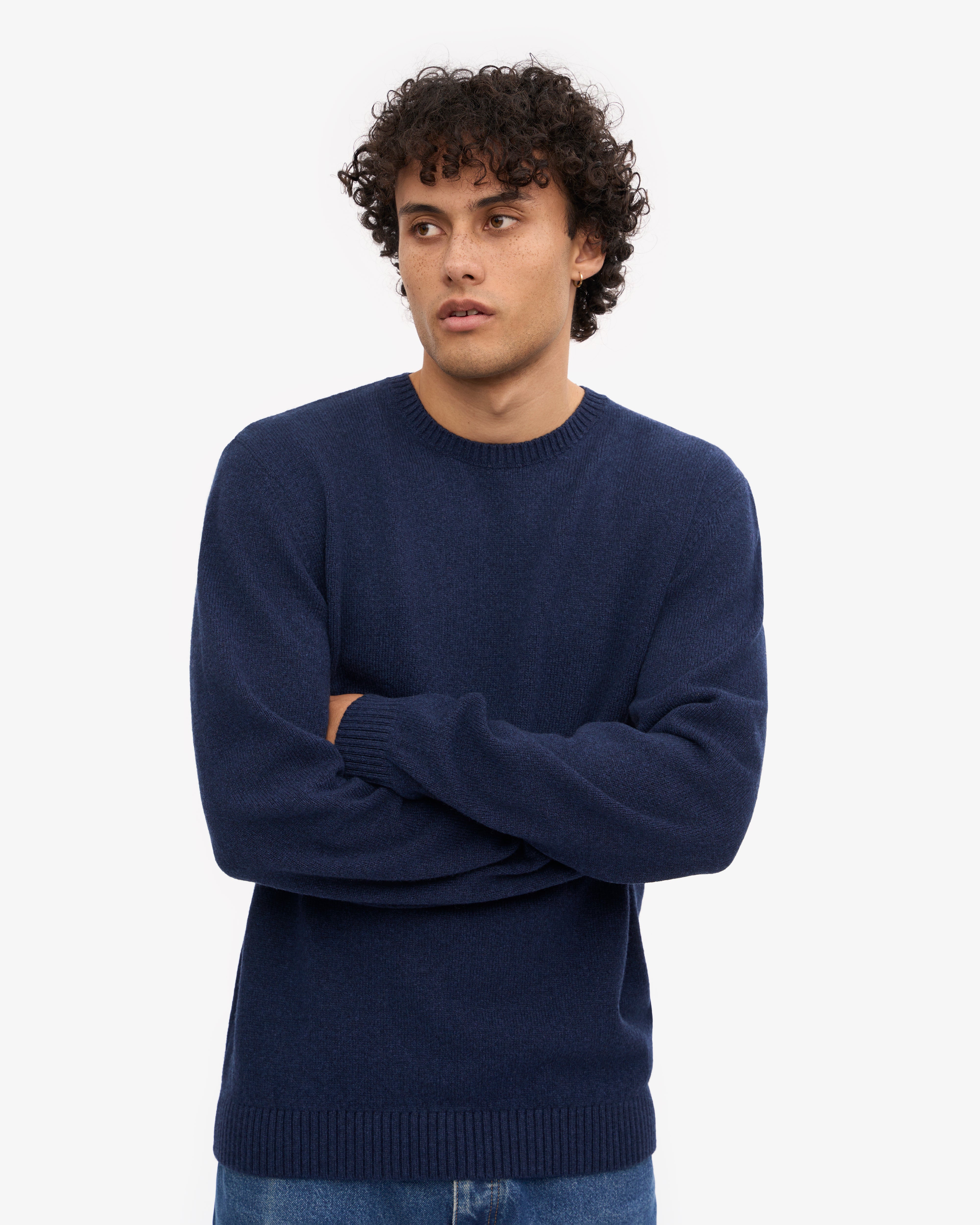 Premium Classic Merino Wool Crew Neck Sweater - Navy Blue | Soft & Warm Winter Pullover for Men & Women | Perfect for Casual Outfits, Office Wear & Cozy Nights