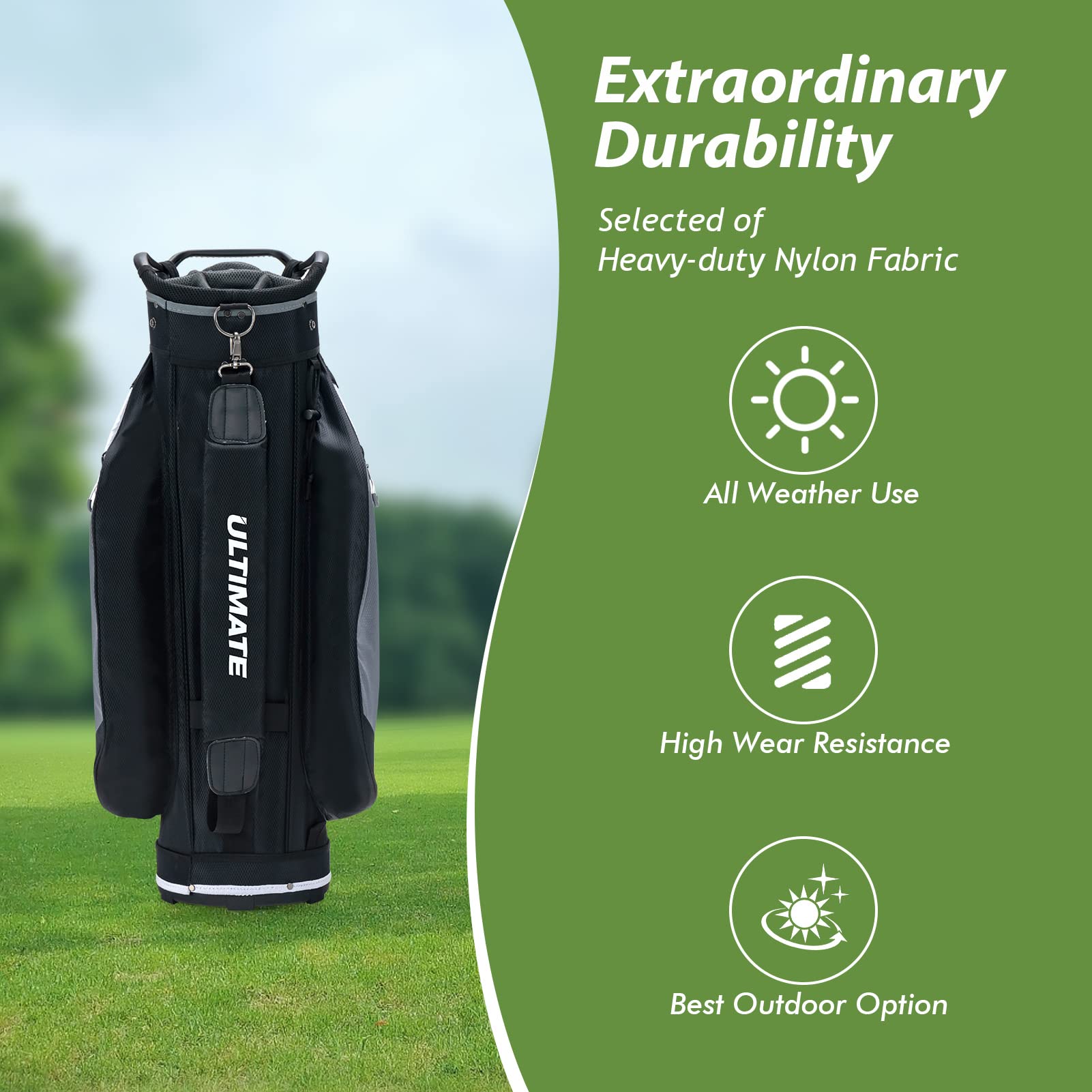 GYMAX 14-Way Golf Cart Bag with Rain Hood - Lightweight Stand Golf Bag for Men, Shoulder Strap & Carry Handle, Cooler Pocket & Rangefinder Compartment | Perfect for Golf Course, Driving Range & Outdoor Sports