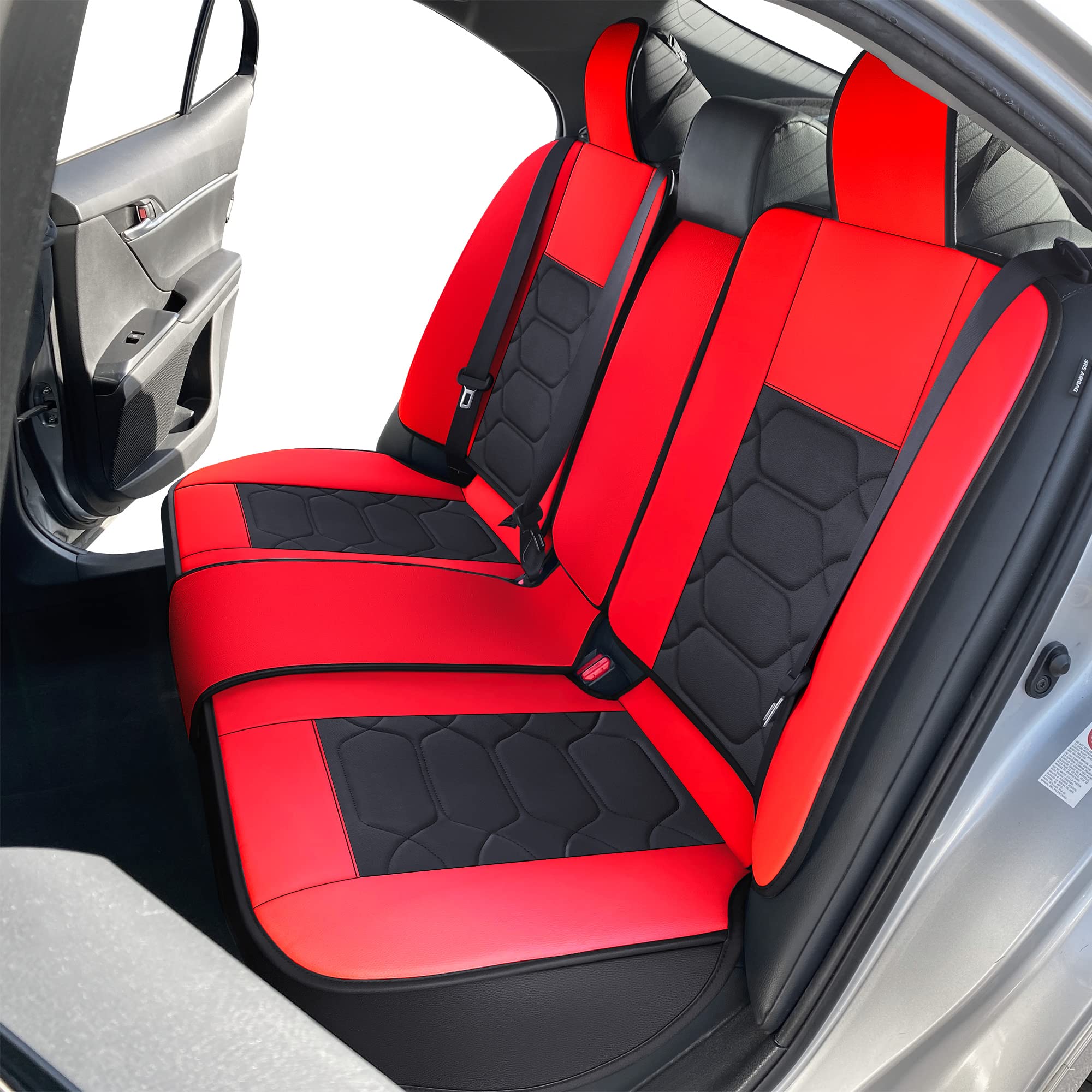 Custom Fit Waterproof Faux Leather Seat Covers for 2012-2025 Toyota Camry - Full Set Red Car Seat Protectors | Perfect for Daily Commuting, Road Trips & Protecting Your Car Interior