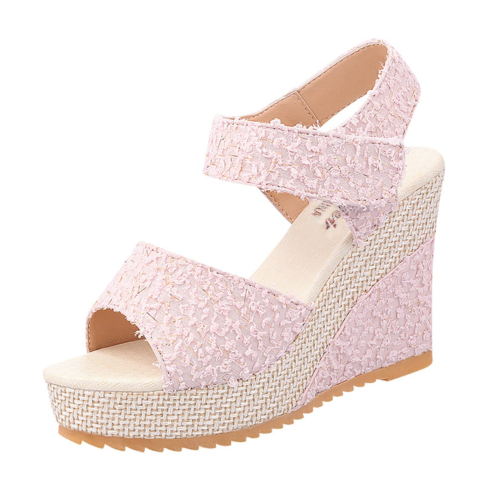 SGAOGEW Women's Rhinestone Ankle Strap Wedge Sandals - Comfortable Elastic Espadrilles with Low Wedge Heel for Girls & Women | Perfect for Summer, Beach, and Casual Outings