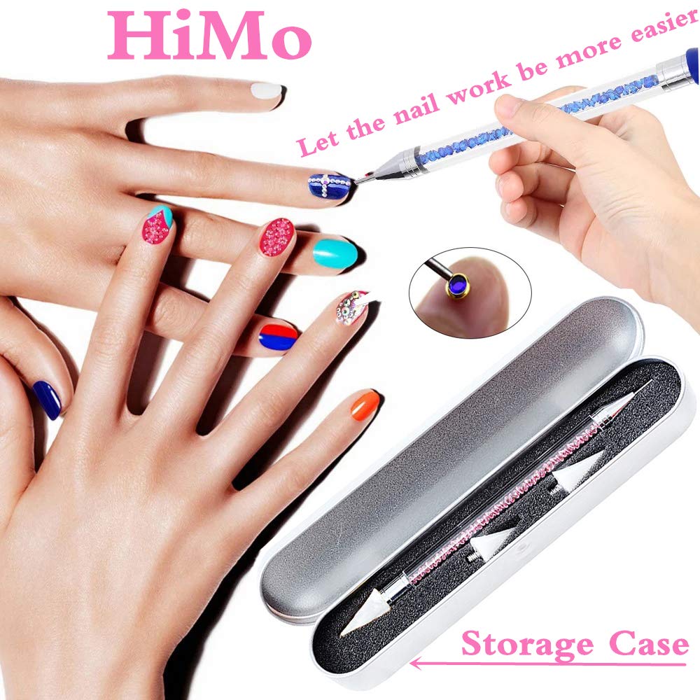 Dual-ended Nail Art Dotting Tool with Rhinestone Picker & 2 Extra Wax Heads - Pink Acrylic Handle for Professional & DIY Nail Designs - Perfect for Salon, Home Manicure & Nail Art Enthusiasts