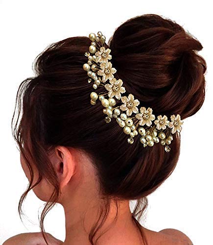 Elegant Pearl Hair Bun Pins for Women - Stylish Artificial Flower Hair Accessories for Bridal, Wedding, Anniversary & Party Events - Perfect for Special Occasions & Everyday Wear