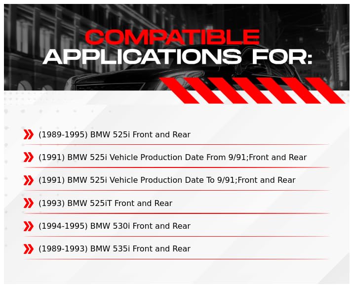 R1 Concepts Complete Front & Rear Brake Kit with OE Performance Pads & Rotors | Fits 1989-1995 BMW 525i 525iT 530i 535i | Includes Hardware & Wear Sensors | Perfect for Daily Driving & Performance Upgrades