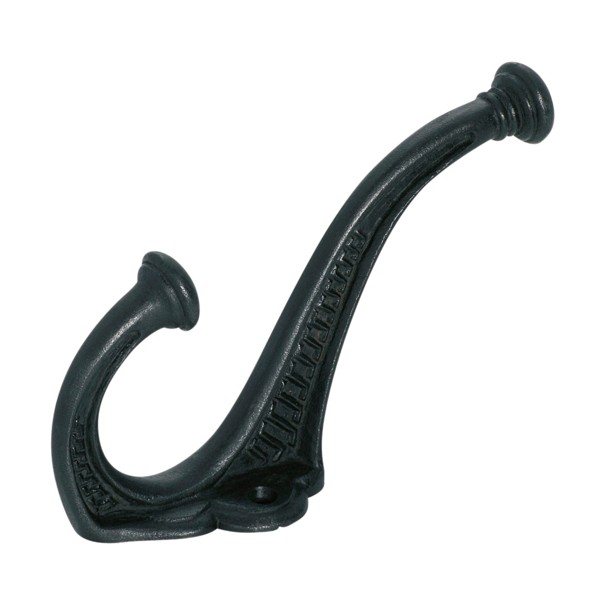 Vintage Edwardian Iron Matte Black Wall Mounted Hat & Coat Hook - 3940 Model (H145xP95mm) - Perfect for Entryway, Mudroom, and Bathroom Organization