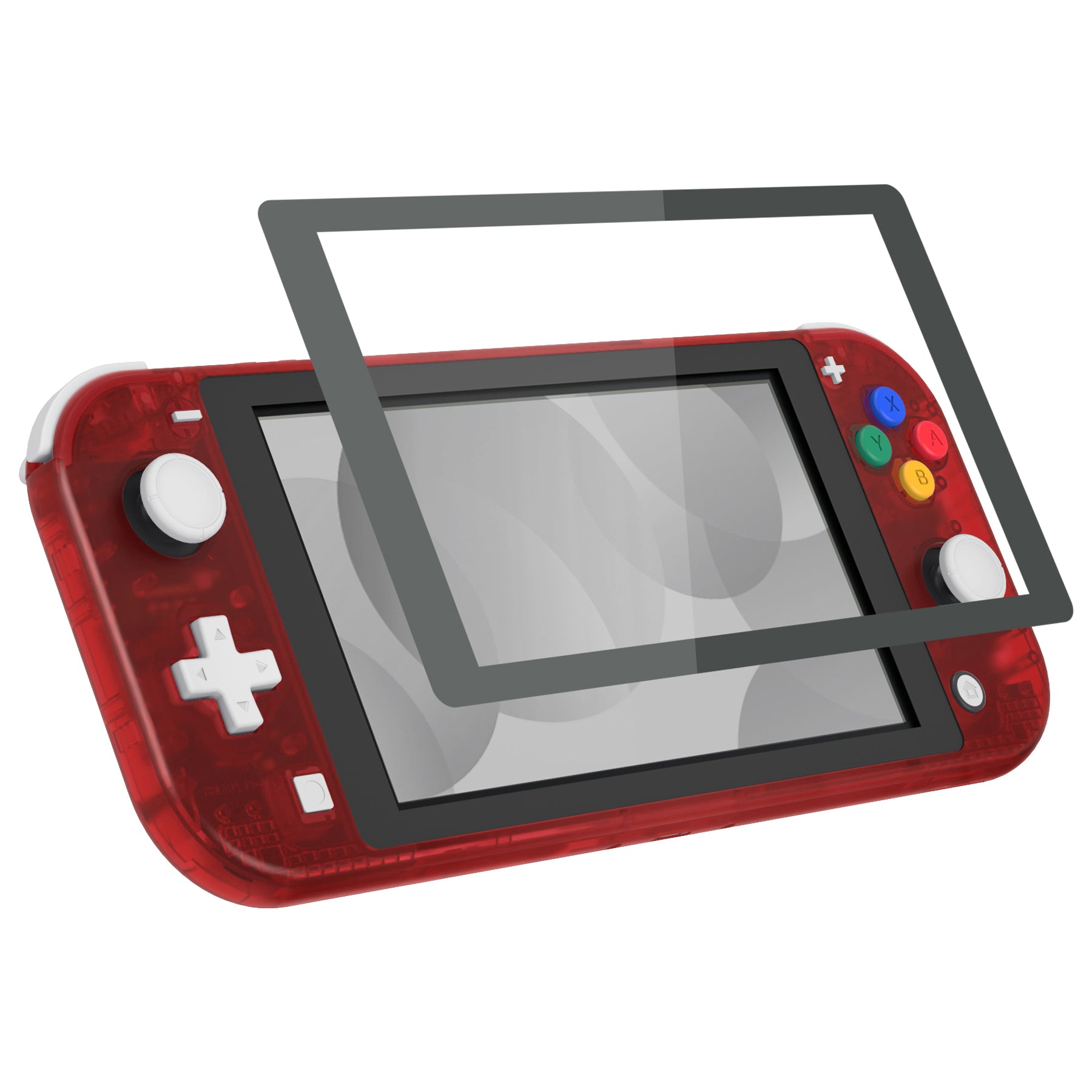 eXtremeRate Clear Red DIY Replacement Shell for Nintendo Switch Lite - Custom Controller Housing with Screen Protector | Perfect for Gaming Enthusiasts & DIY Modders | Enhance Your NSL Handheld Experience
