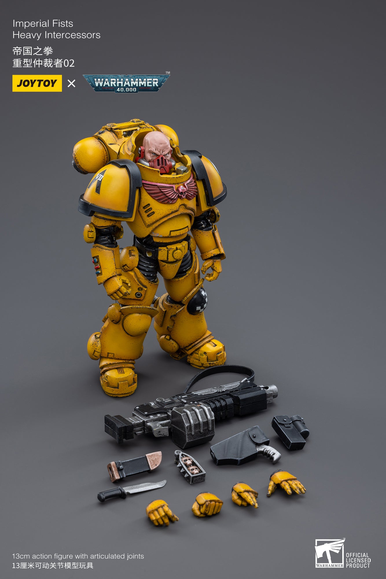 JOYTOY 1/18 Warhammer 40K Imperial Fists Heavy Intercessors Rogfried Pertanal Action Figure - Collectible Model for Warhammer Fans, Tabletop Gaming & Display