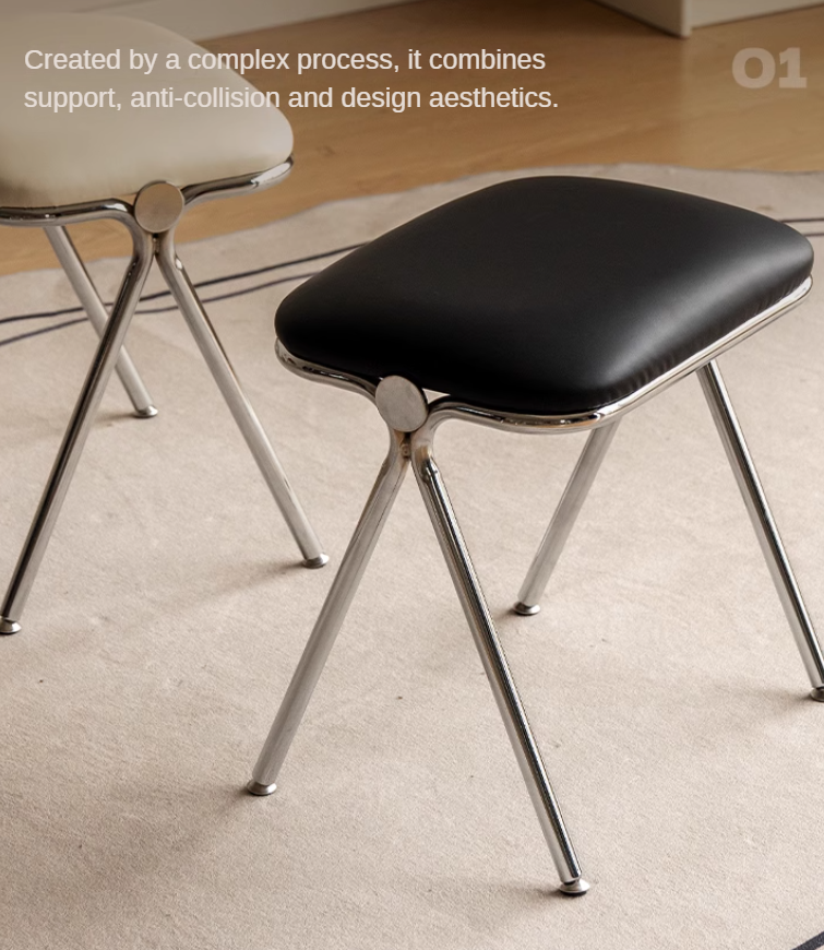 Organic Leather Soft Makeup Stool - Waterproof & Durable Vanity Seat with Storage for Bedroom, Salon, or Dressing Room - Perfect for Makeup Artists & Home Decor