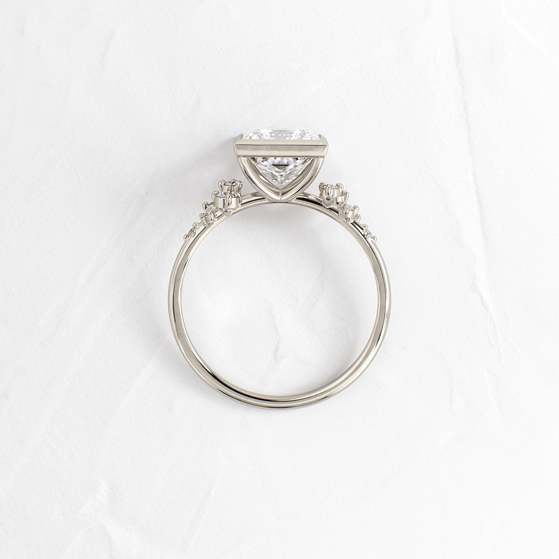 Princess Cut Bezel Snowdrift Ring - Elegant Diamond Engagement Wedding Band for Women | Perfect for Proposals, Anniversaries & Special Occasions