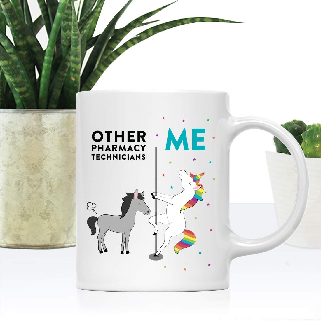 Funny 11oz Ceramic Coffee Mug - Quirky Pharmacy Technician Gift with Horse & Unicorn Design - Perfect for Birthday, Christmas & Coworker Gifts (Gift Box Included) - Great for Office Use, Tea Time & Thank You Presents