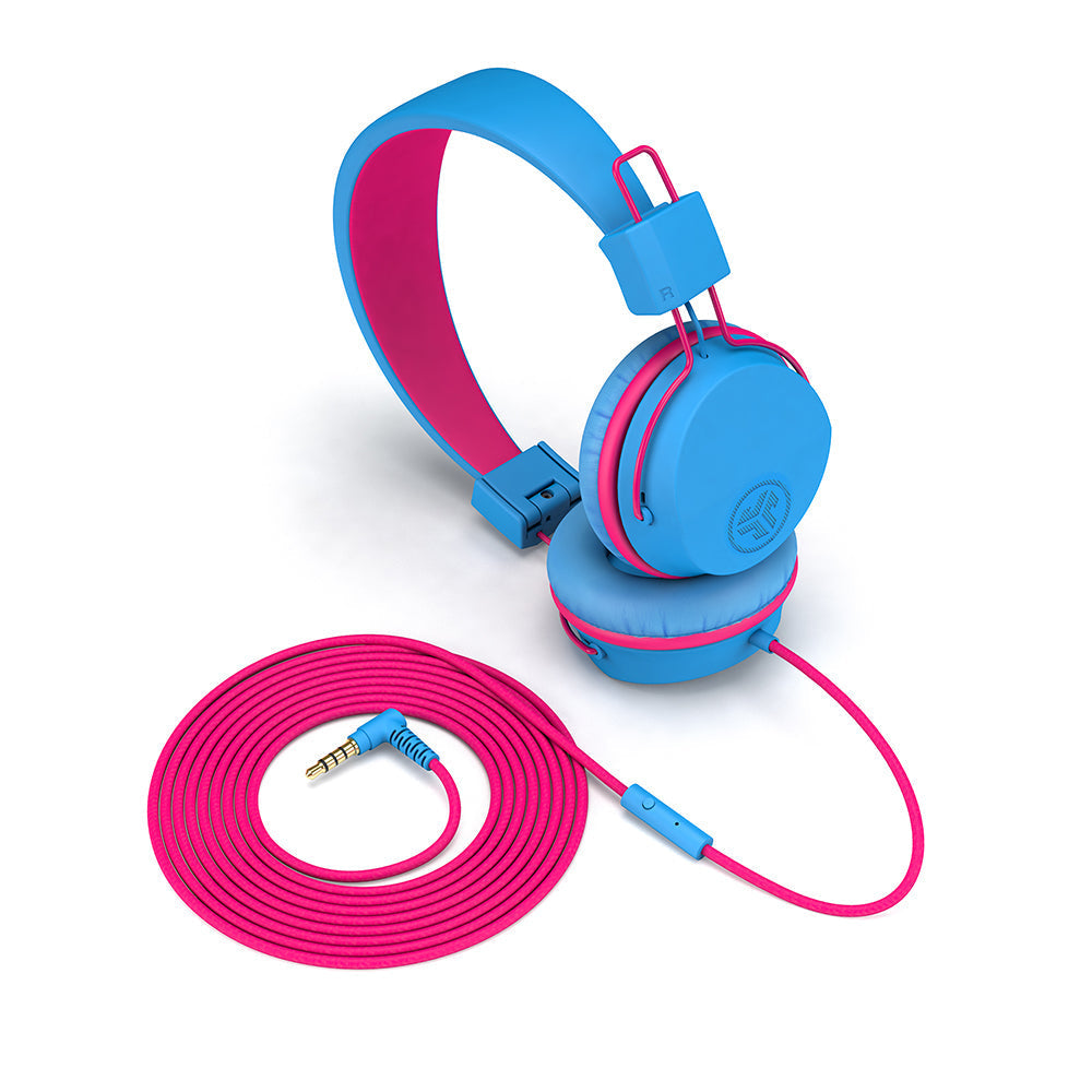 JBuddies Studio On-Ear Wired Headphones for Kids - Blue & Pink - Perfect for School, Travel, and Online Learning