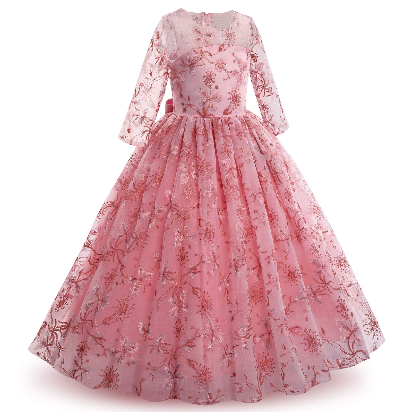 Elegant Girls Flower Dress - Full Length Princess Maxi Gown for Wedding, Pageant, Formal Party & Special Occasions | Perfect for Birthday Celebrations, Prom, Quinceañera & Photo Shoots