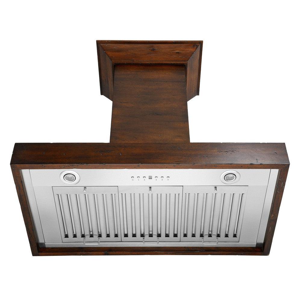 ZLINE Convertible Vent Walnut Wooden Wall Mount Range Hood - 36 Inch Stainless Steel Kitchen Exhaust Fan for Modern & Farmhouse Style Homes - Perfect for Cooking, Grilling, and Baking