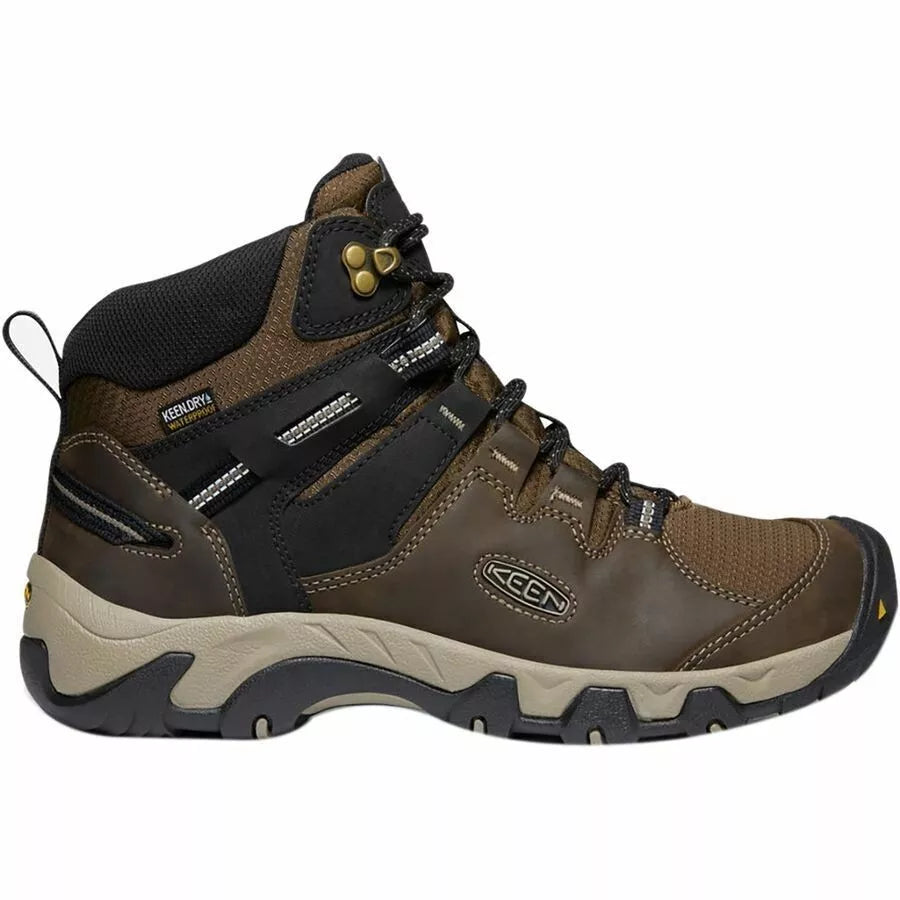 Keen Steens Mid Waterproof Hiking Boots for Men - Canteen/Black, Size 9 D Medium - Durable Outdoor Footwear for Hiking, Camping & Trail Adventures