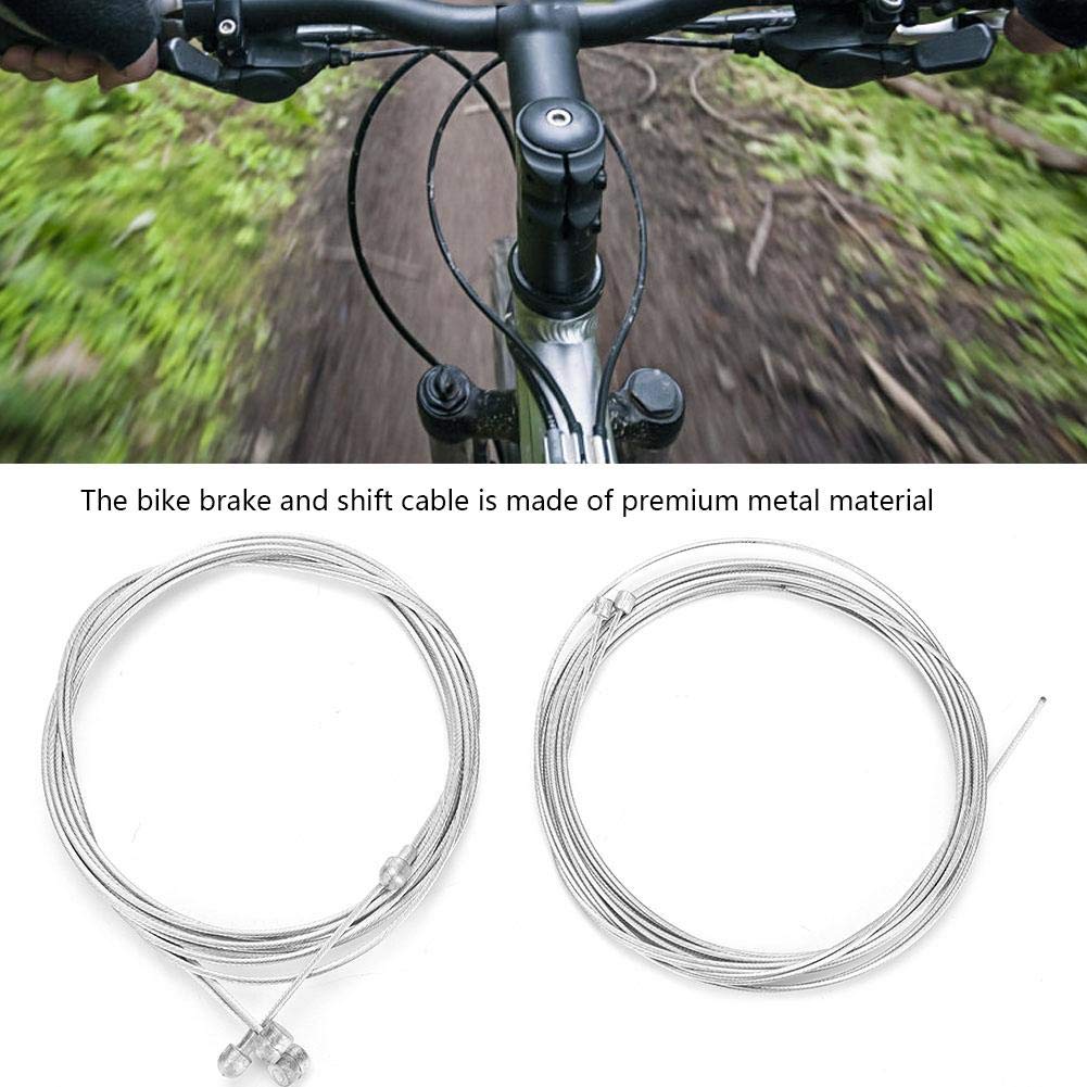 Bnineteenteam Bike Shift Derailleur Cable & Brake Cable Set - Durable MTB/Road Bike Gear Shifter Cables (Black) - Perfect for Mountain Biking & Road Cycling Maintenance