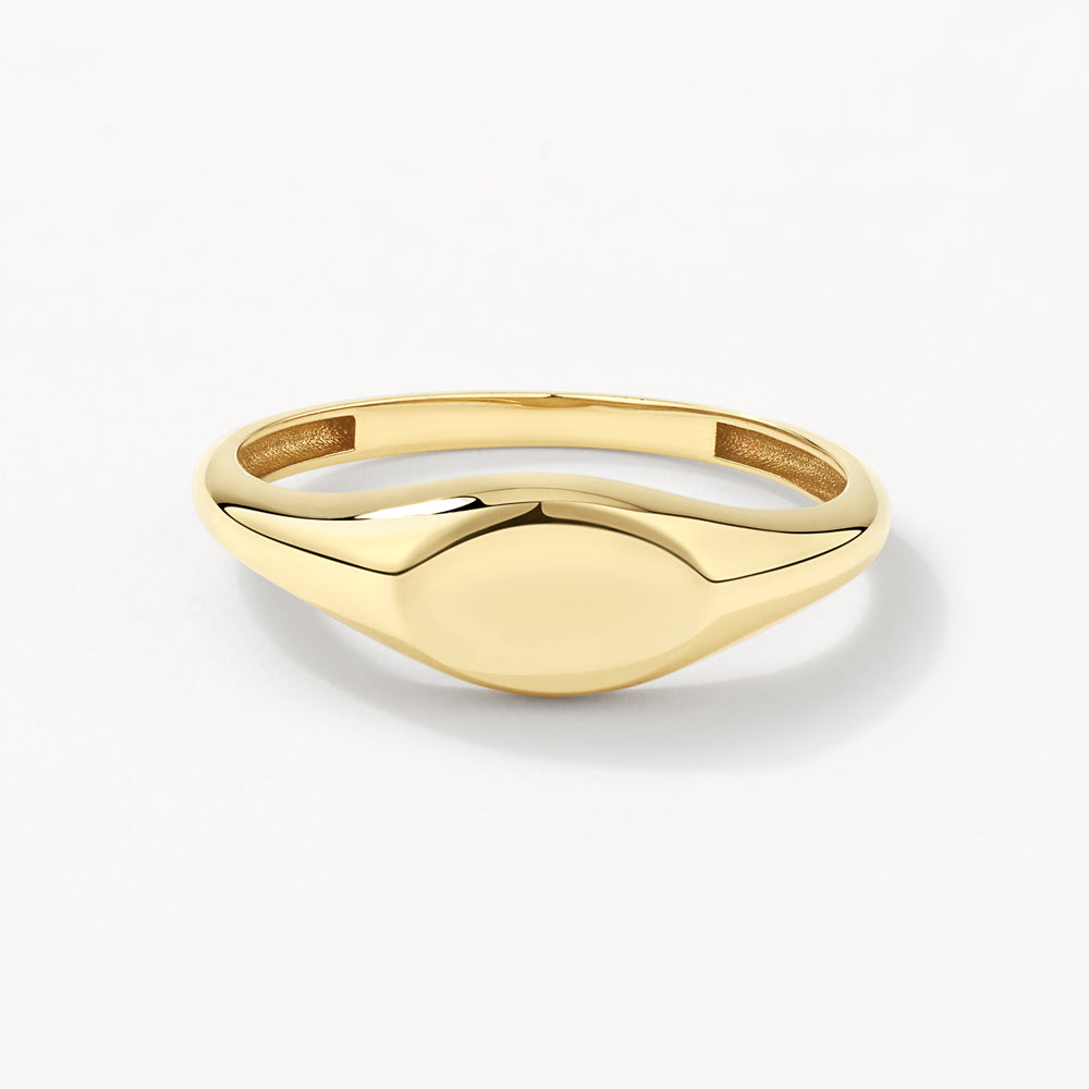 10k Gold Engravable Oval Signet Pinky Ring - Personalized Initials & Monogram - Perfect for Gifts, Weddings & Special Occasions