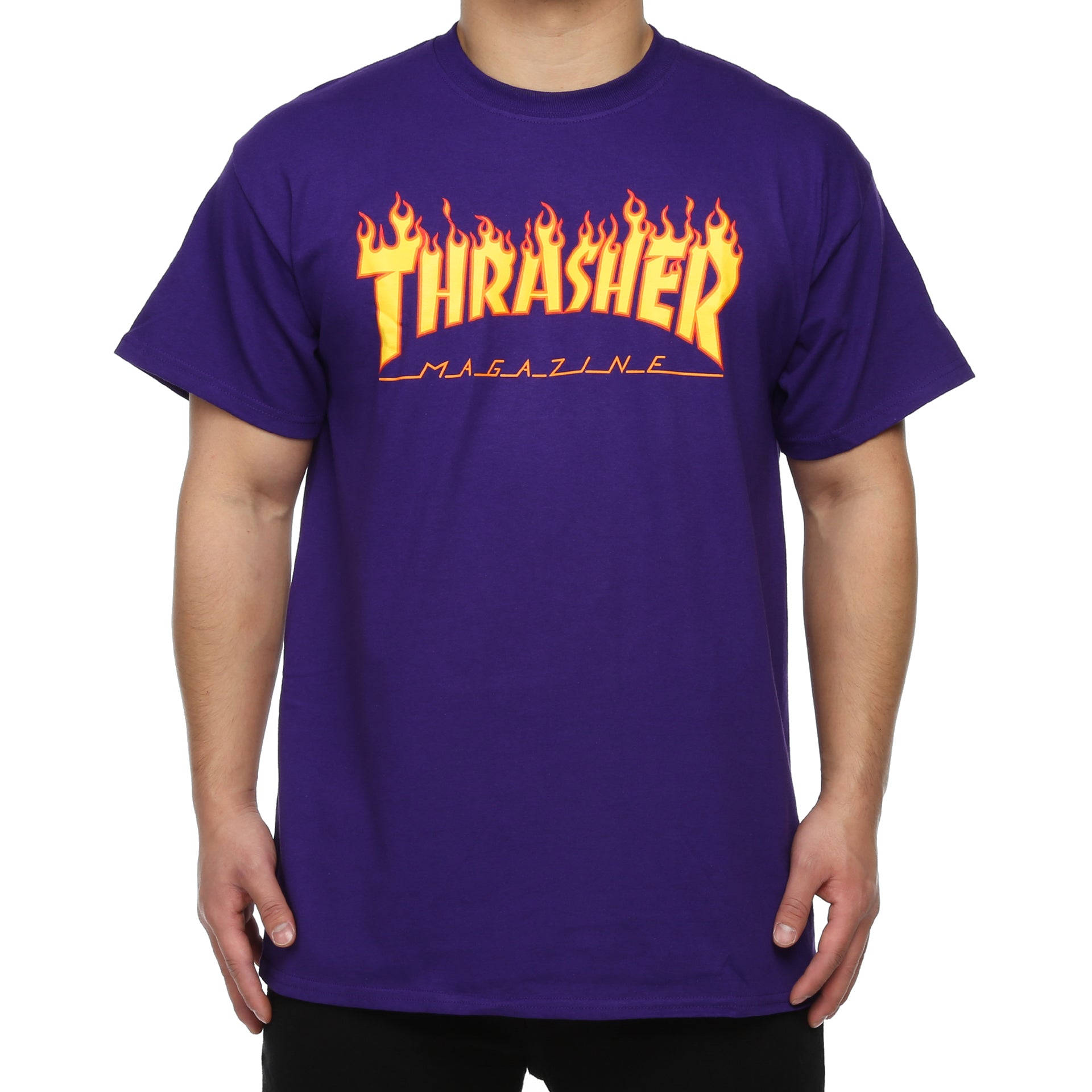Thrasher Flame Logo T-Shirt for Men & Women - Purple Graphic Tee for Skateboarding, Streetwear & Casual Outfits