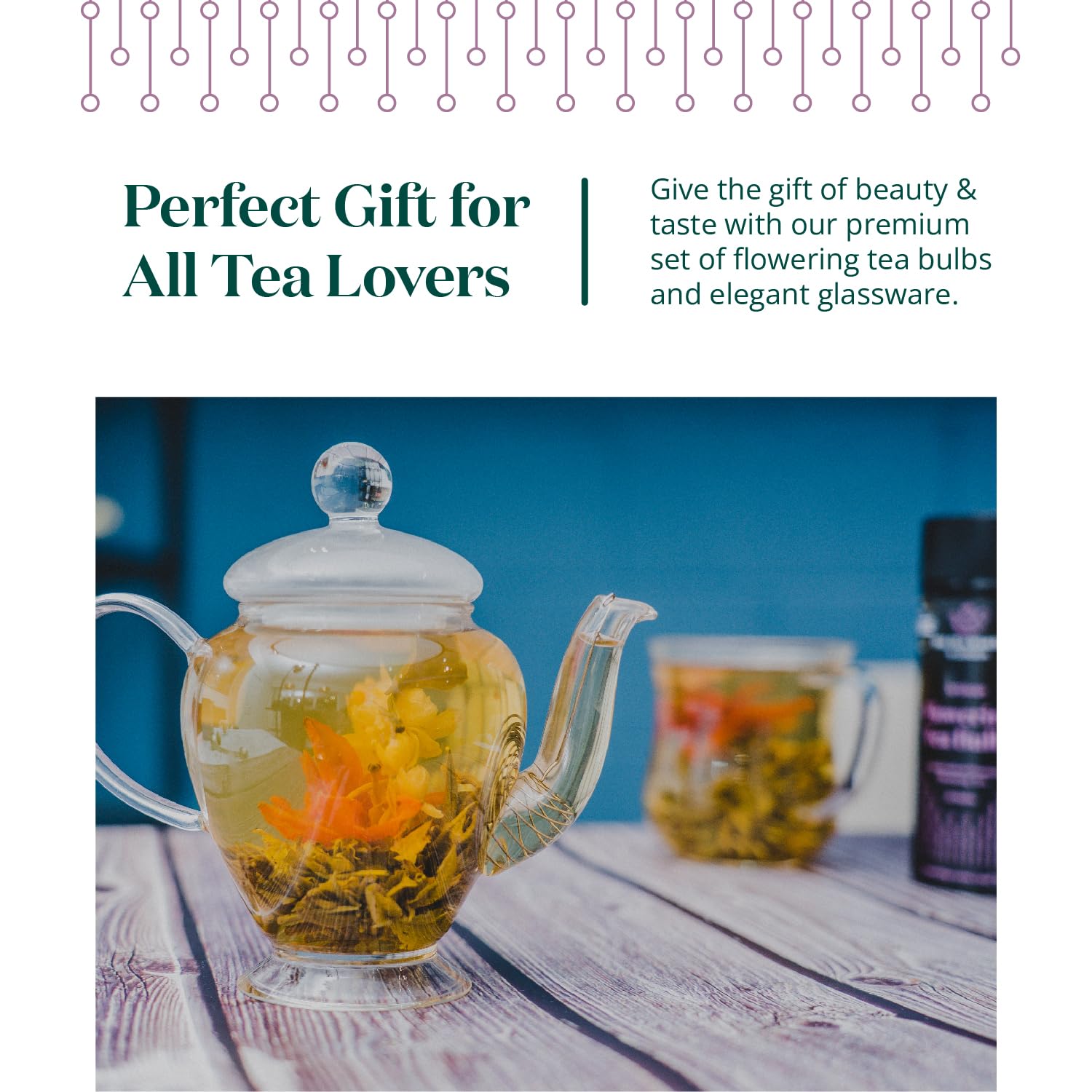 Premium Flowering Tea Gift Set with Glass Teapot - Handcrafted Blooming Tea Bulbs & Elegant Teaware - Luxury Tea Brewing Kit for Home, Office & Gifting by The Tea Makers of London - Perfect for Relaxation, Afternoon Tea & Special Occasions
