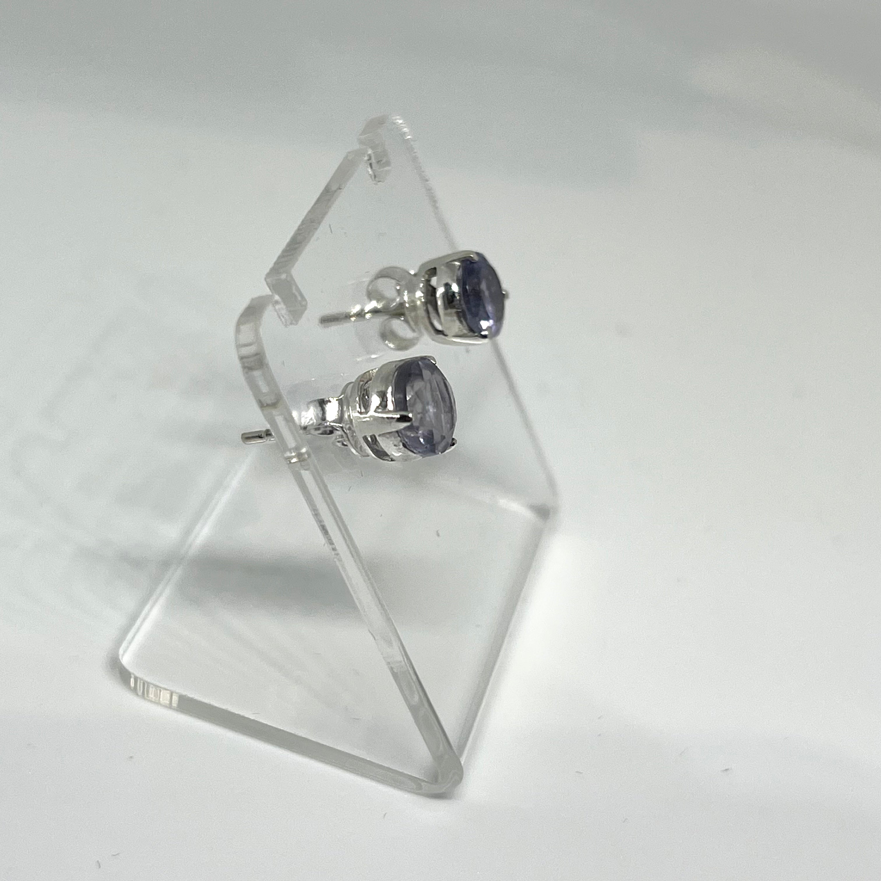 7mm Round Faceted Gemstone Stud Earrings - 3 Prong Set for Women (PSE006) | Perfect for Everyday Wear, Parties & Gifts