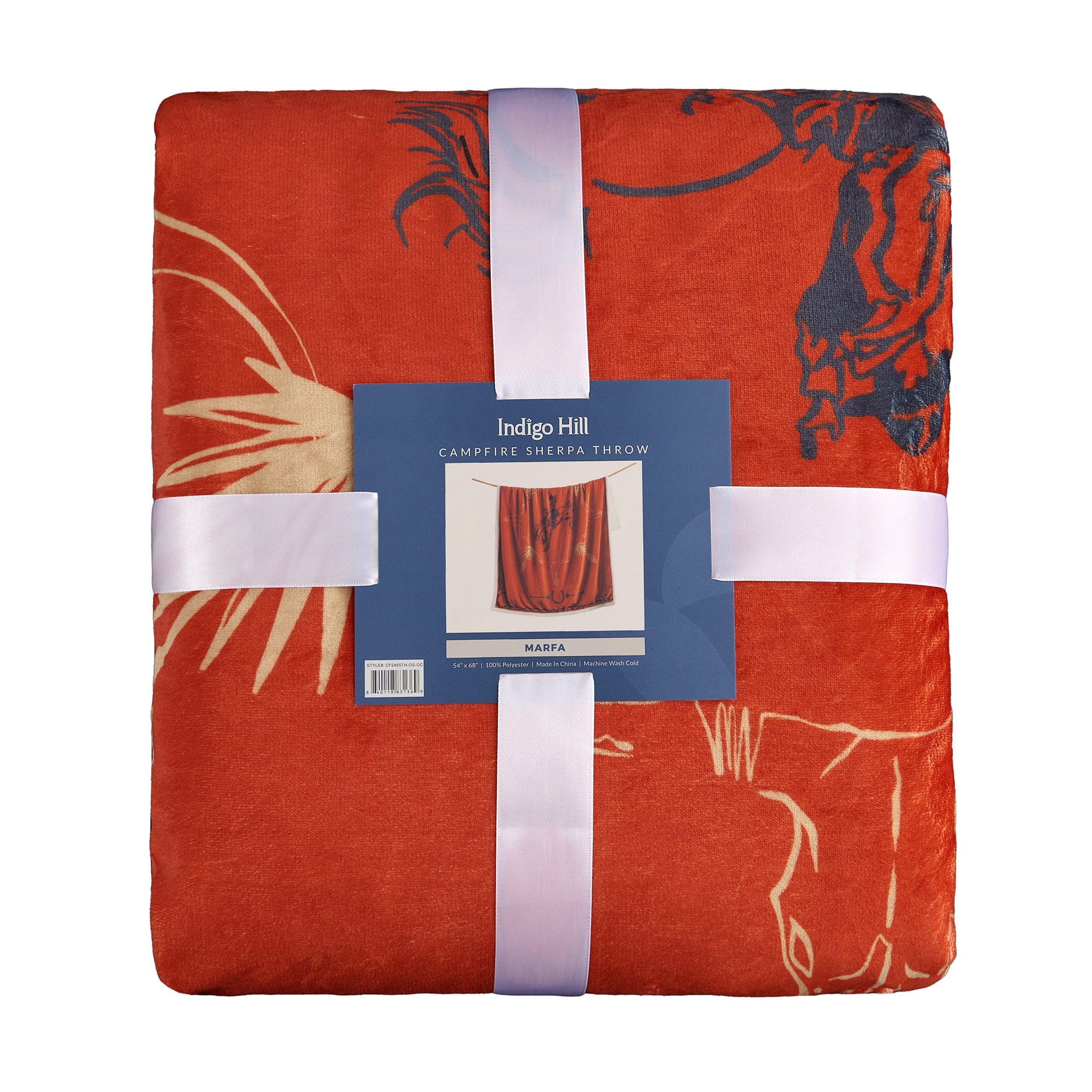 Cozy Marfa Campfire Sherpa Throw Blanket - Soft Flannel Fleece for Winter Warmth - Perfect for Camping, Home Decor, and Gift Giving