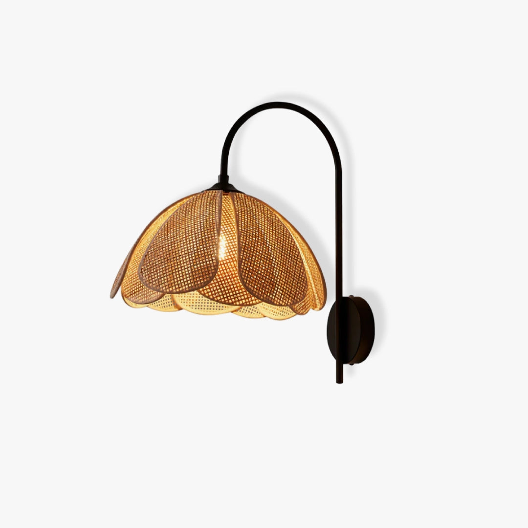 Vintage Rattan Wall Lamp - Boho Chic Handwoven Natural Fiber Lighting for Bedroom, Living Room, or Patio Decor