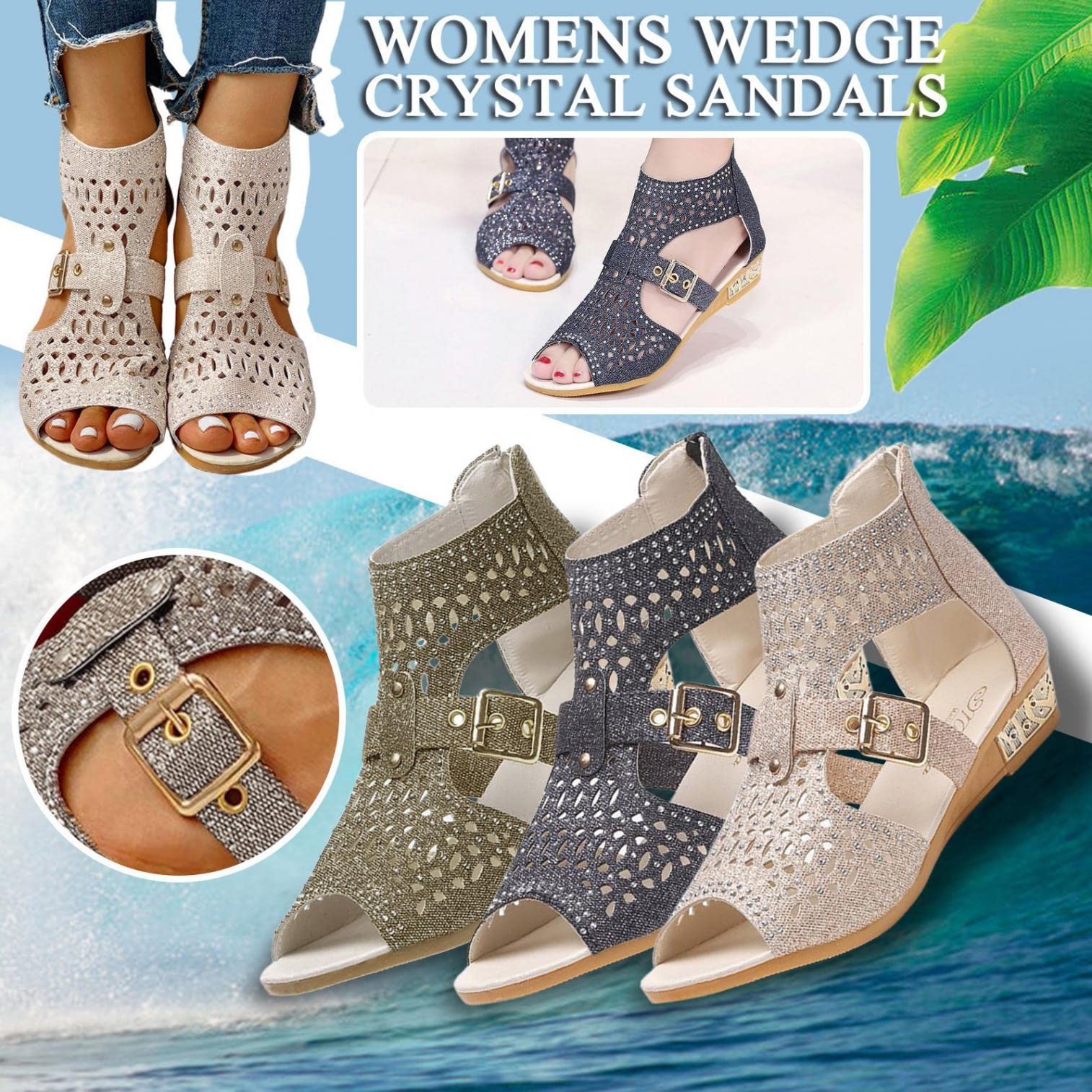 Women's Comfortable Wedge Sandals - Casual Summer Dressy Flat Sandals with Buckle Strap & Ring Toe | Perfect for Beach, Walking, and Everyday Wear