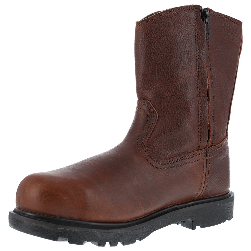 Iron Age Men's Hauler 10-Inch Wellington Electrical Hazard Composite Toe Work Boots - Brown Safety Shoes for Construction, Warehouse & Outdoor Work