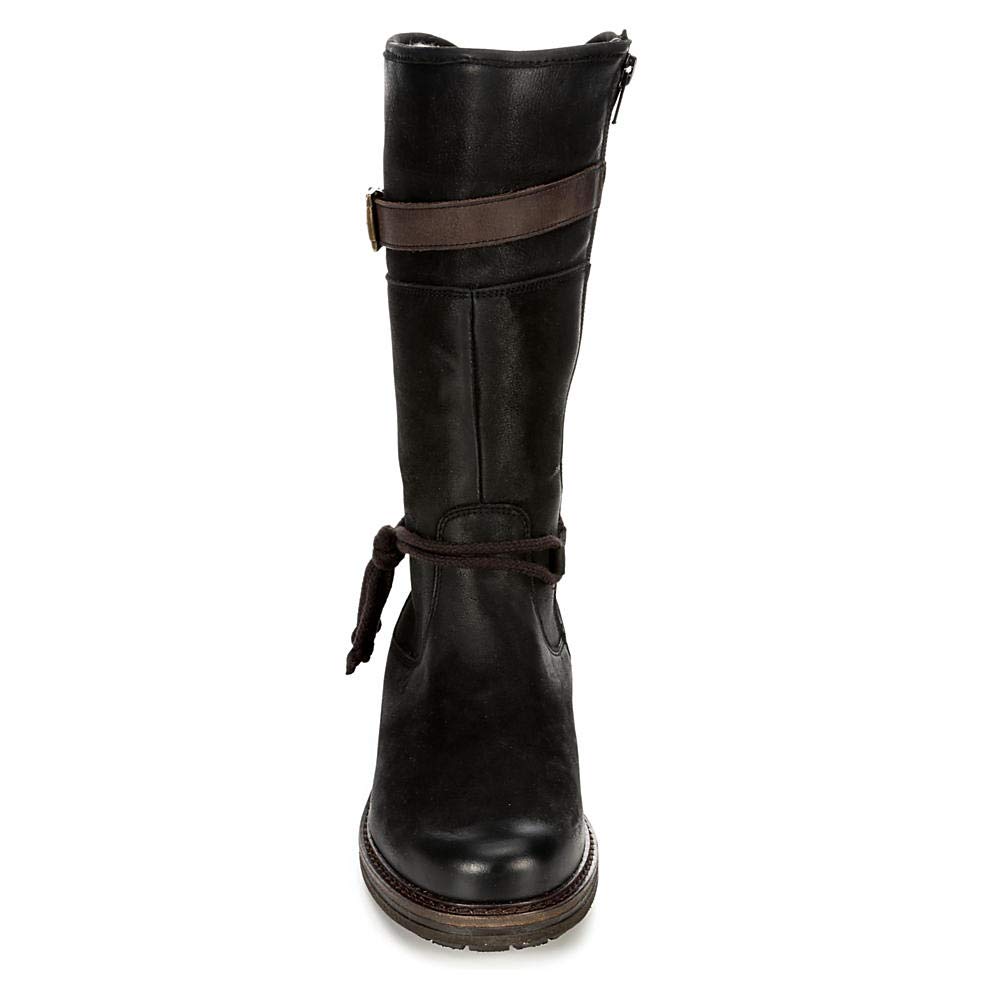 Highland Creek Women's Water Repellent Mid Calf Leather Boots - Black, Size 7 US | Comfortable & Stylish for Outdoor Hiking, Rainy Days & Winter Fashion