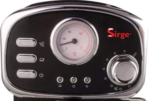 Sirge CREMILDA Espresso and Cappuccino Coffee Machine, 15 Bar Pressure [Italian Pump], 1100W, Built-in Pressure Gauge, Removable 1.25L Water Tank, Steam Nozzle - Perfect for Home Baristas and Coffee Lovers