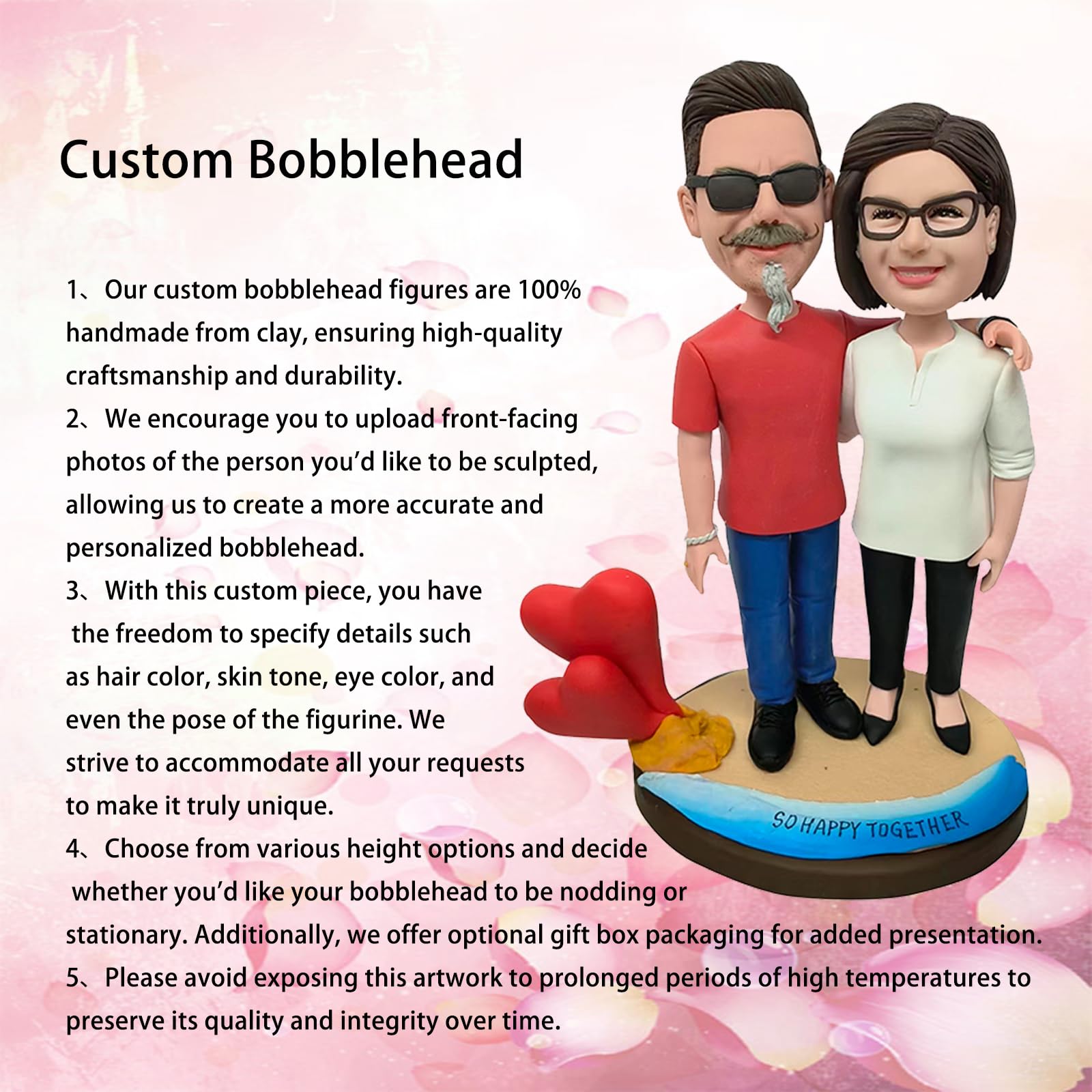 Custom Bobblehead Dog & Cat - Personalized Pet Bobblehead Figurine, Wedding Cake Topper, Birthday Gift for Dog & Cat Lovers - Perfect for Pet Memorials, Anniversaries & Special Occasions