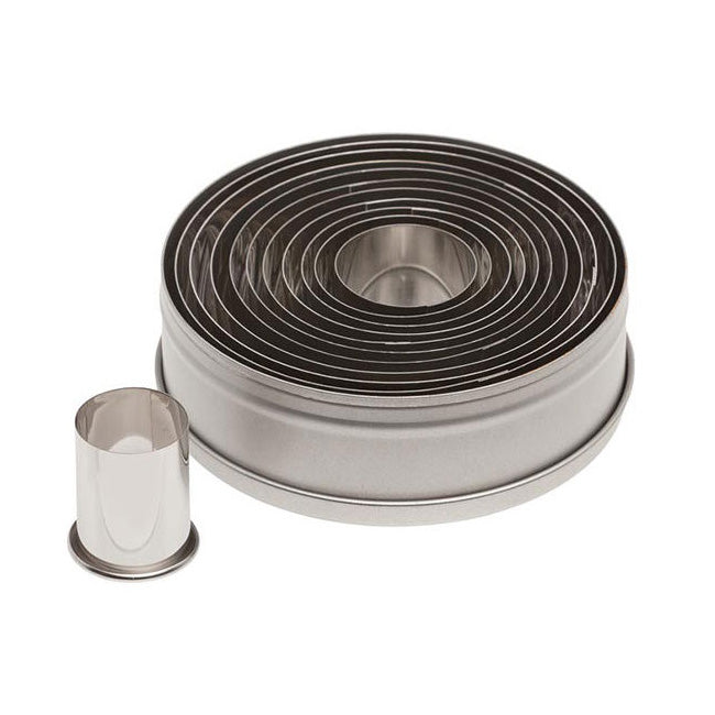 Ateco 5357 11-Piece Stainless Steel Plain Round Cookie Cutter Set for Baking, Cake Decorating, and DIY Crafts