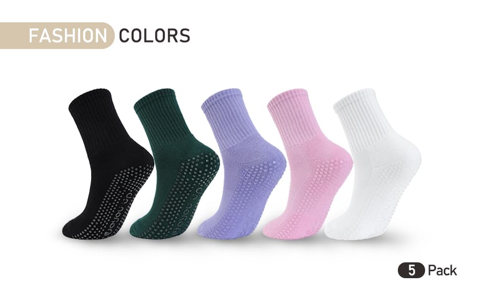 Joyou 4-Pack Non-Slip Pilates Grip Socks for Women - Anti-Slip Yoga & Barre Socks with Sticky Soles, Breathable Workout Socks for Gym, Dance, Ballet and Home Exercise