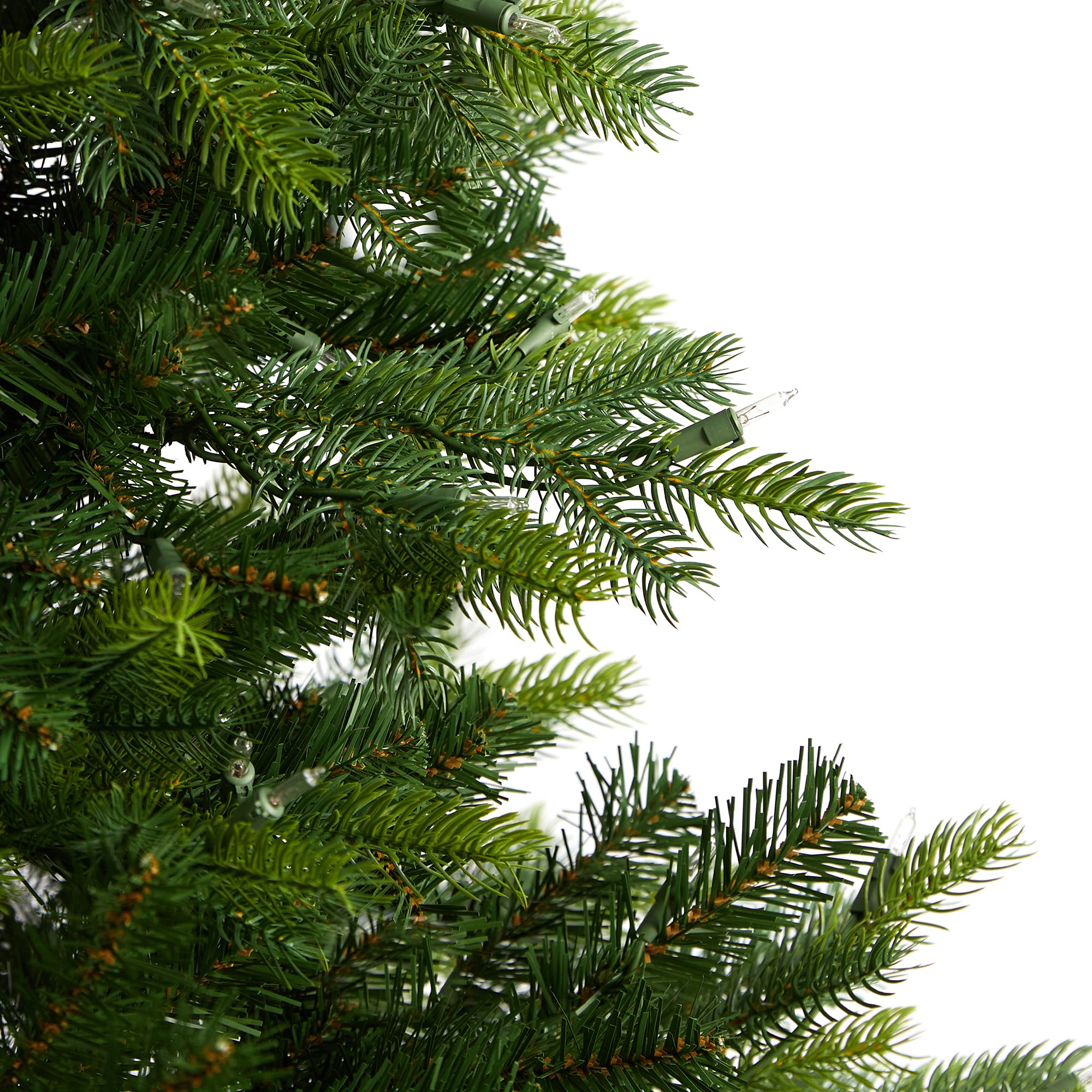 Nearly Natural 6ft Pre-Lit Artificial Christmas Tree - 350 Clear Lights & 631 Bendable Branches | Realistic NC Spruce Design for Holiday Home Decor, Office, and Party Decoration