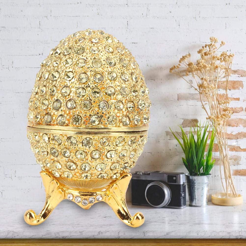 Exquisite Hand-Painted Mini Faberge Egg Jewelry Box - 24K Gold Plated with Enamel & Rhinestones - Perfect for Gift Giving, Home Decor & Collectible Display