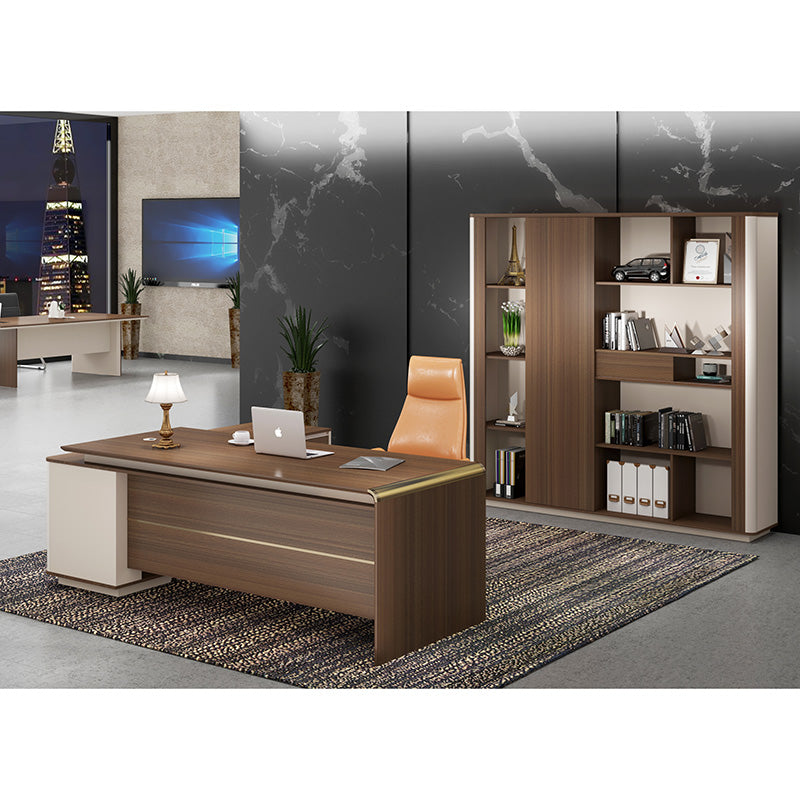 Premium ANDERSON Executive Desk 2.0M - Reversible L-Shaped Office Desk in Hazelnut & Beige | Modern Home Office Furniture for Professionals & Remote Workers