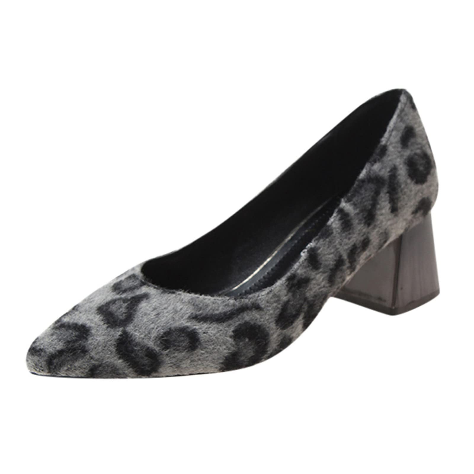 FASDNENDYS Women's Fashion Sneakers - Leopard Print Chunky Heel Pointed Toe Pumps for Women | Comfortable Casual Shoes for Summer & Fall | Perfect for Office, Dating & Daily Wear (Size 12 Wide)