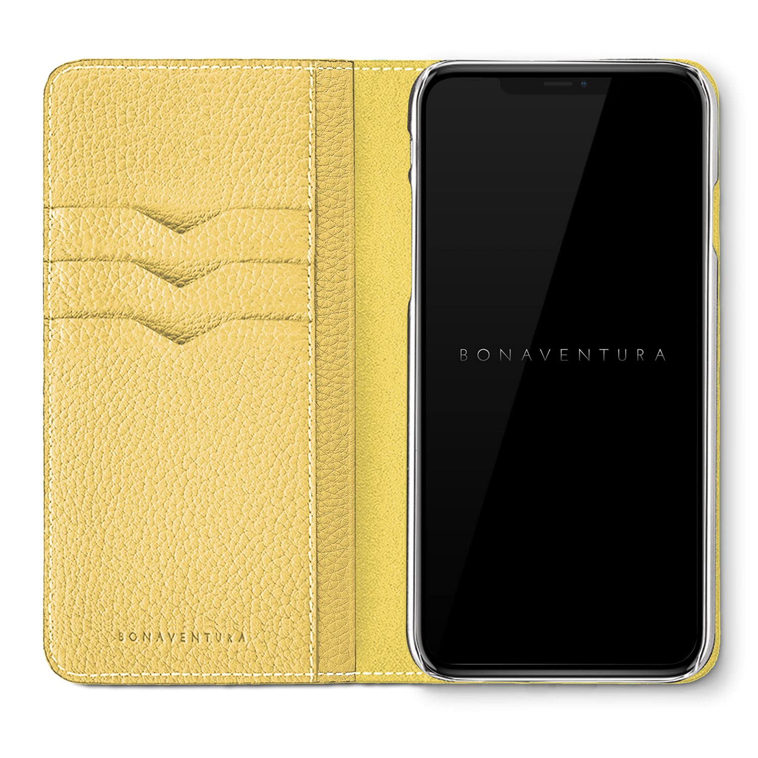 BONAVENTURA Diary Smartphone Case for iPhone 12/12 Pro - Greige & Yellow Slim Protective Cover | Perfect for Everyday Use, Work & Travel | BODT12-GGYE