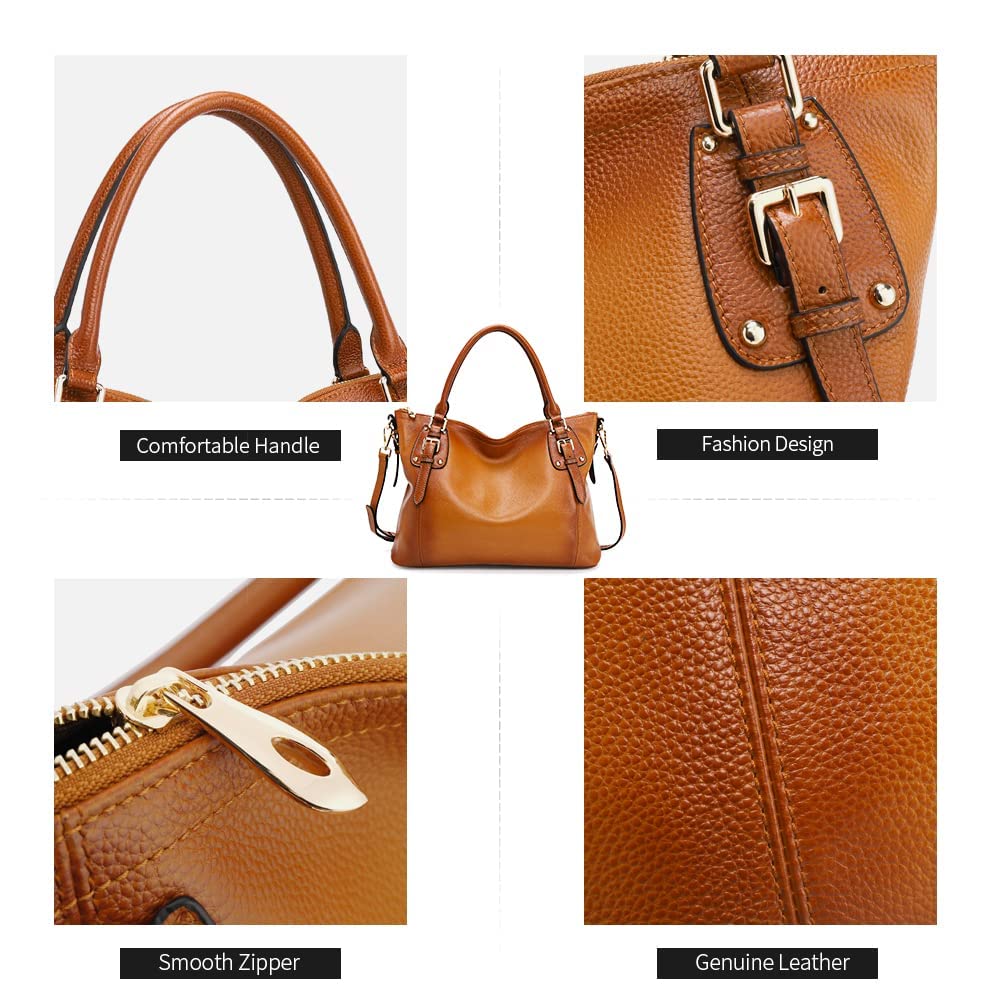 Kattee Genuine Leather Handbags for Women - Stylish Tote Shoulder Bag, Designer Satchel Purse with Top Handles & Crossbody Strap, Large Capacity - Perfect for Work, Travel & Everyday Use